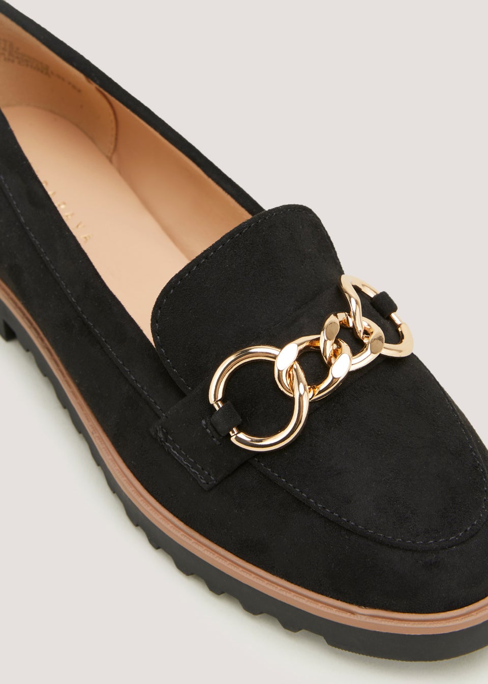 Black Wide Fit Gold Trim Loafers