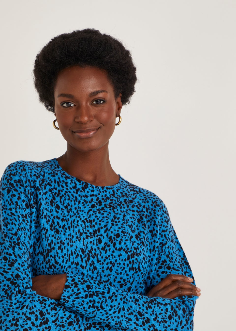 Blue animal print jumper clearance