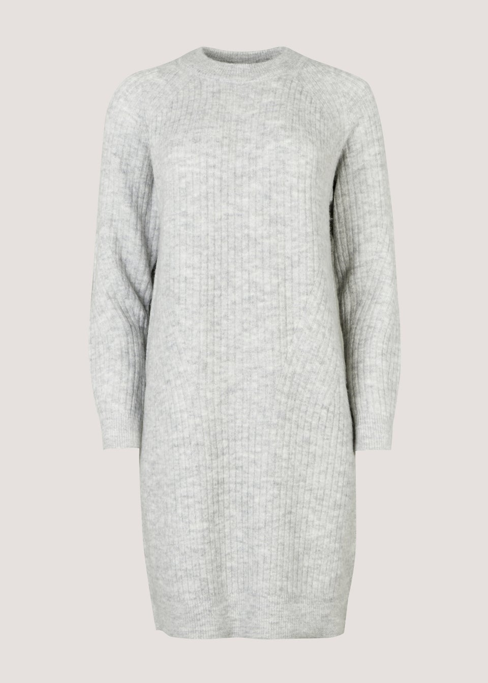 Grey Ribbed Long Sleeve Dress