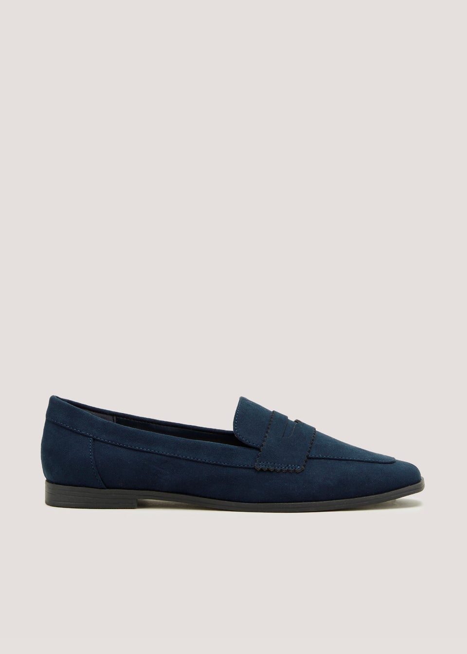 Navy Square Toe Loafers