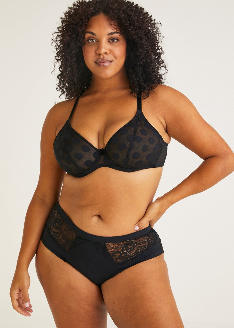 Ivory Rose Curve Black Polka Dot High Apex Bra