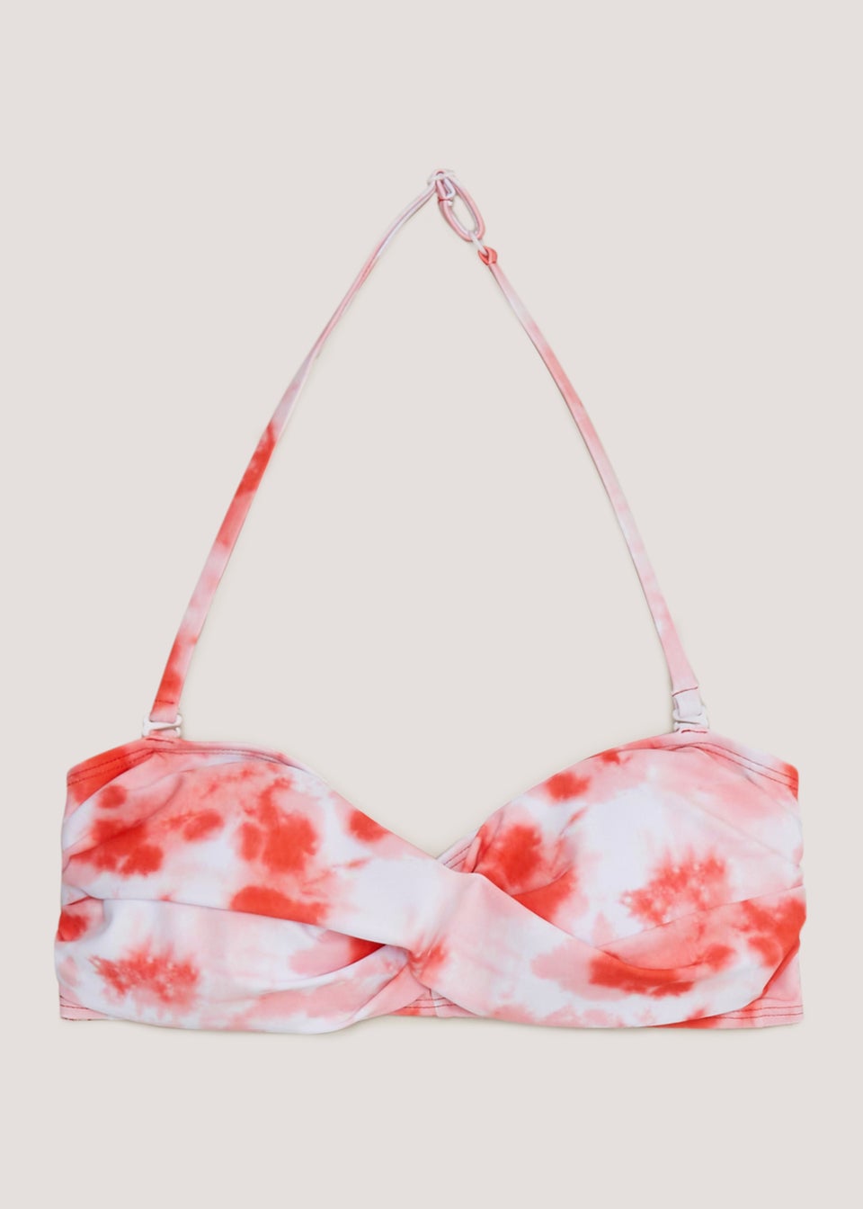 Coral Tie Dye Twist Bandeau Bikini Top Matalan