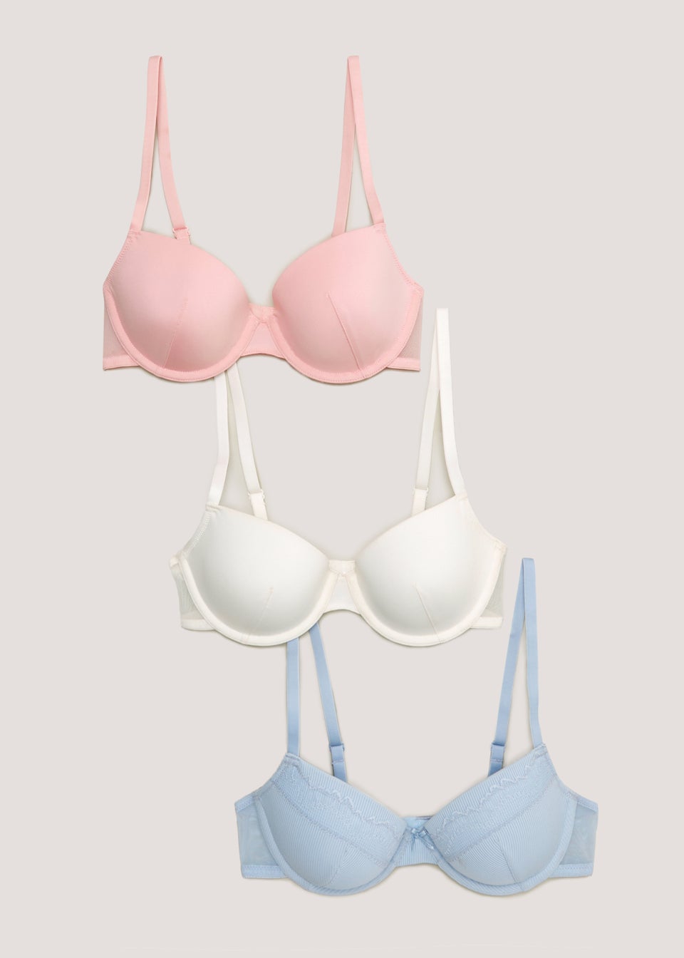 3 Pack Ribbed T-Shirt Bras