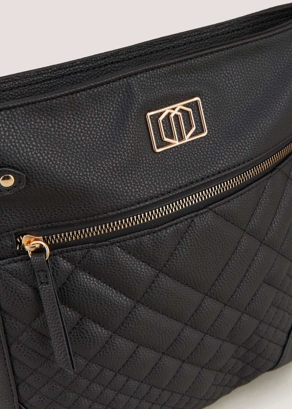 Black Quilted Messenger Crossbody Bag