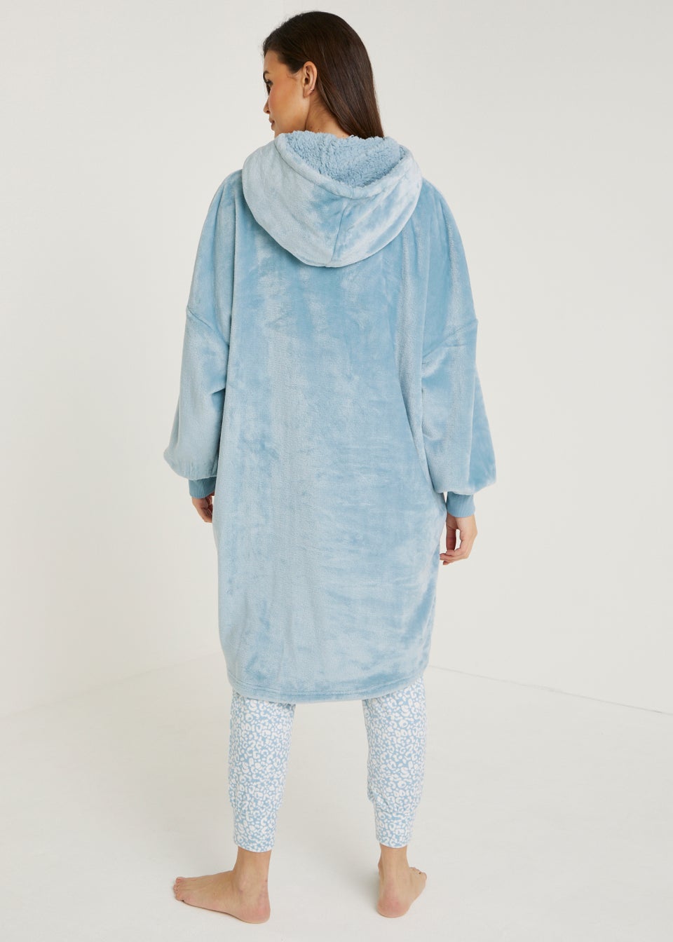 Blue Plush Long Snuggle Hoodie