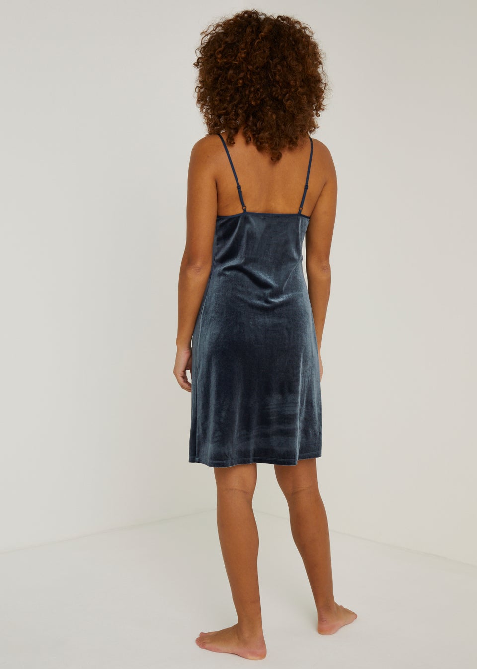 Navy Velour Chemise