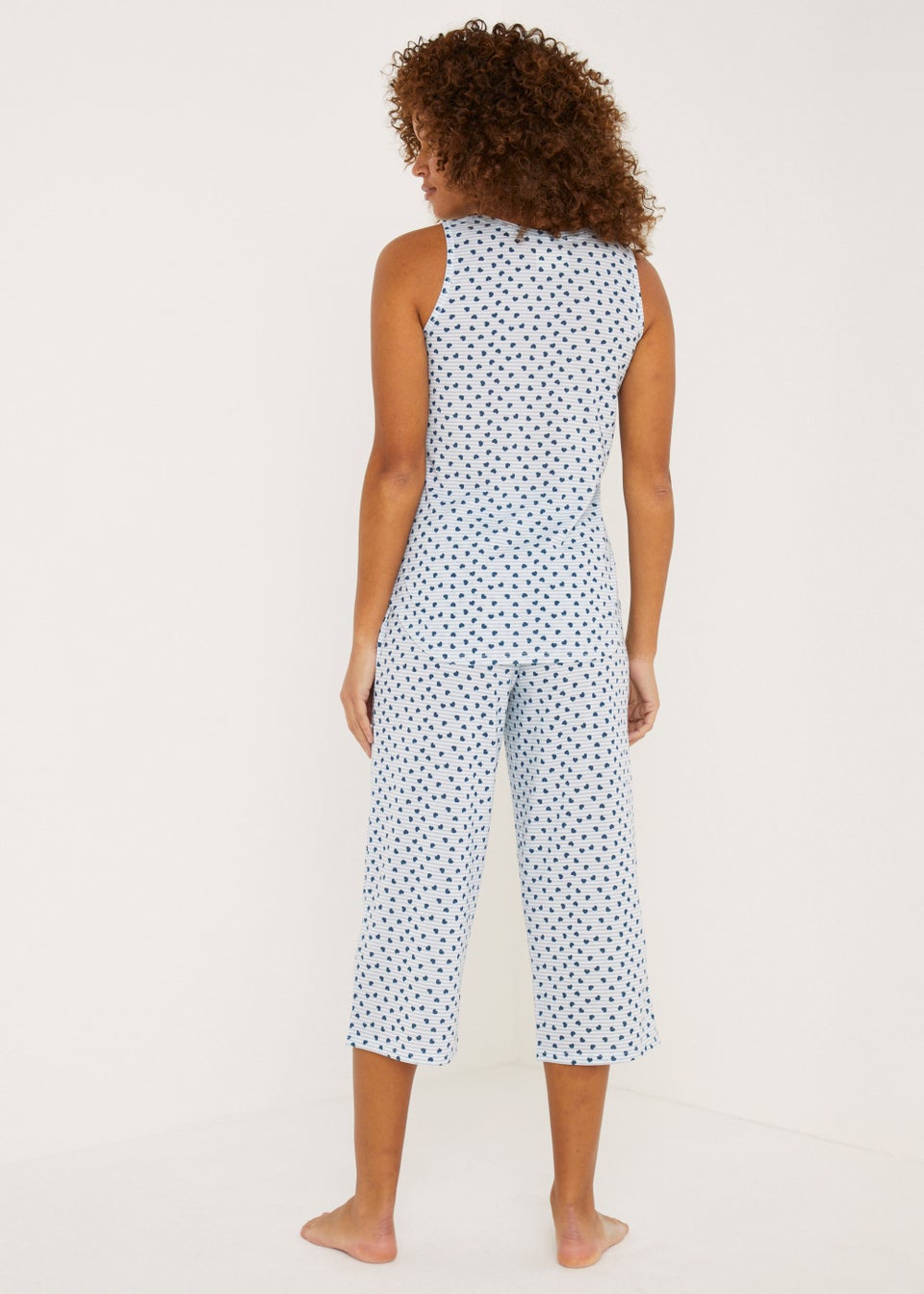 Blue Heart Cropped Pyjama Set Matalan