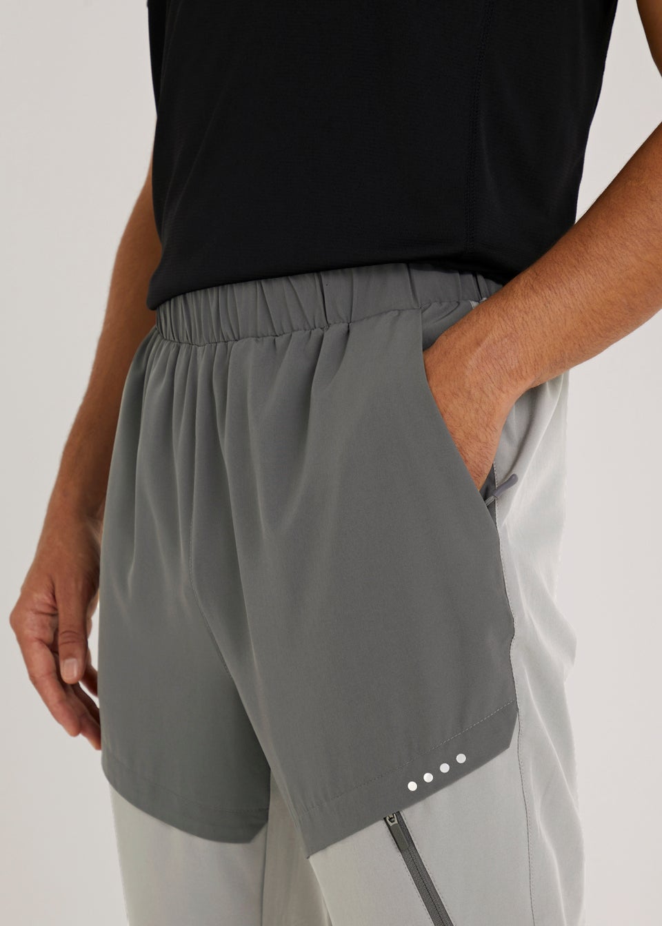 Souluxe Grey Panel Woven Sports Joggers