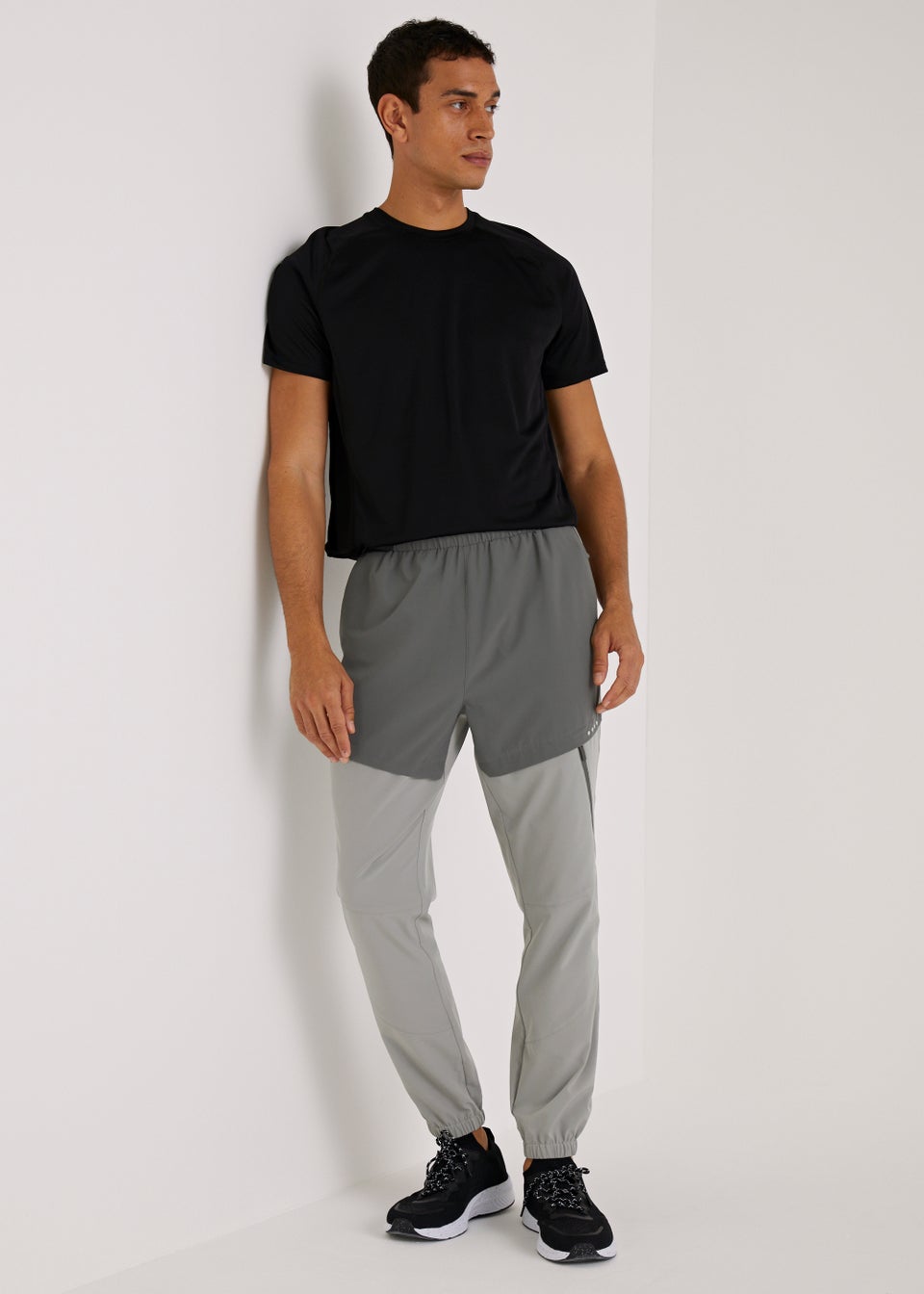Souluxe Grey Panel Woven Sports Joggers