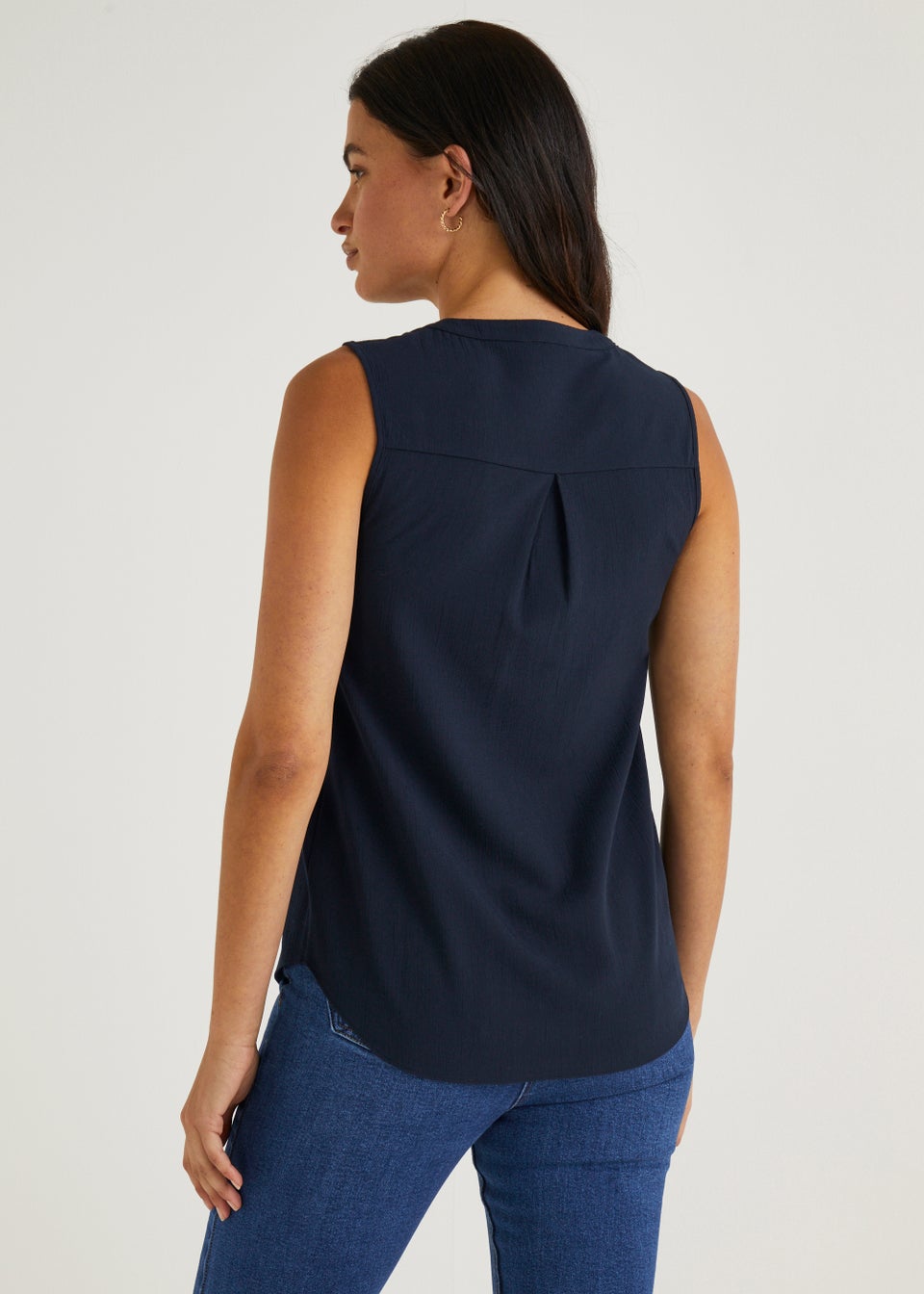 Navy Sleeveless Blouse