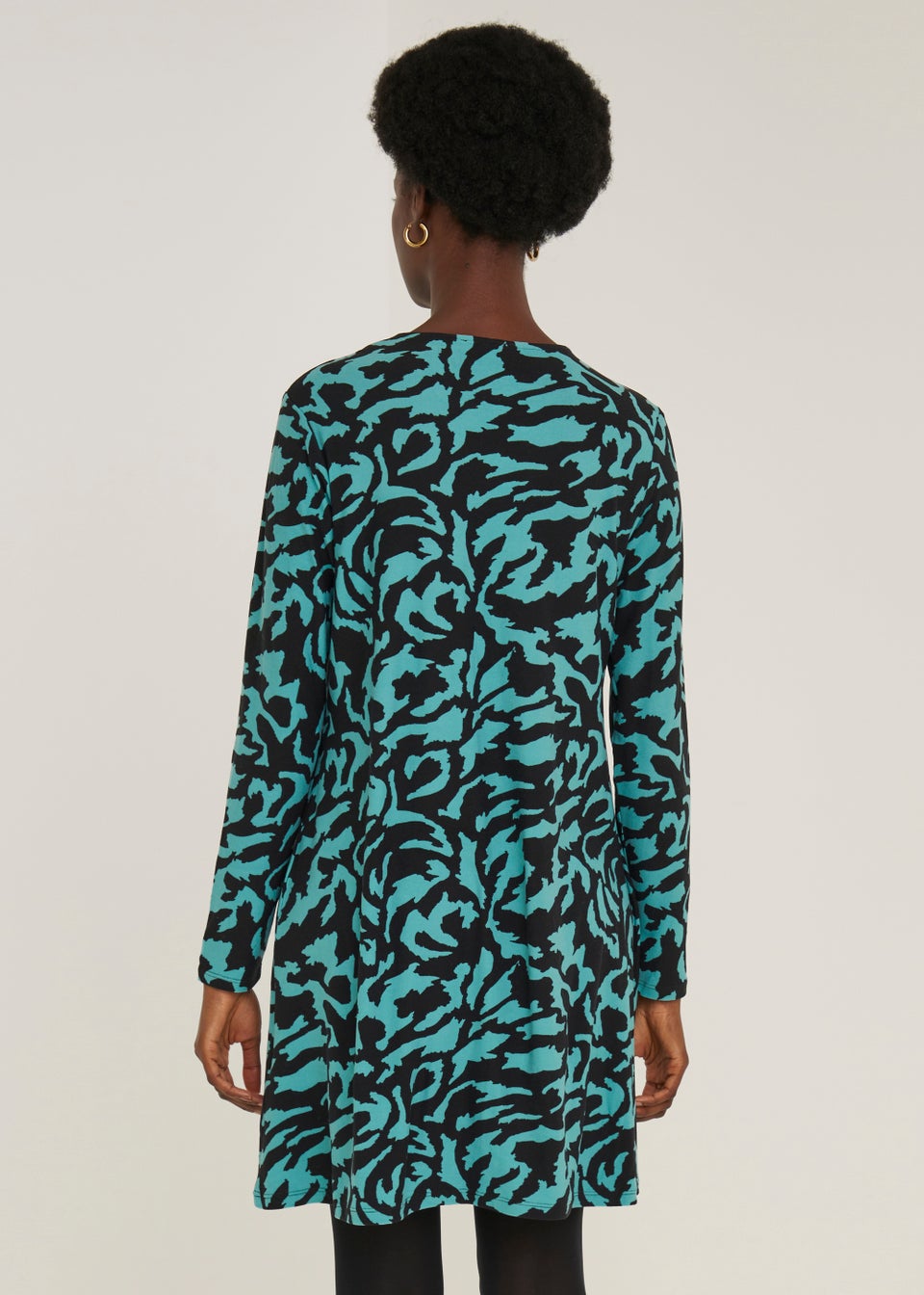 Green leopard print long sleeve dress outlet
