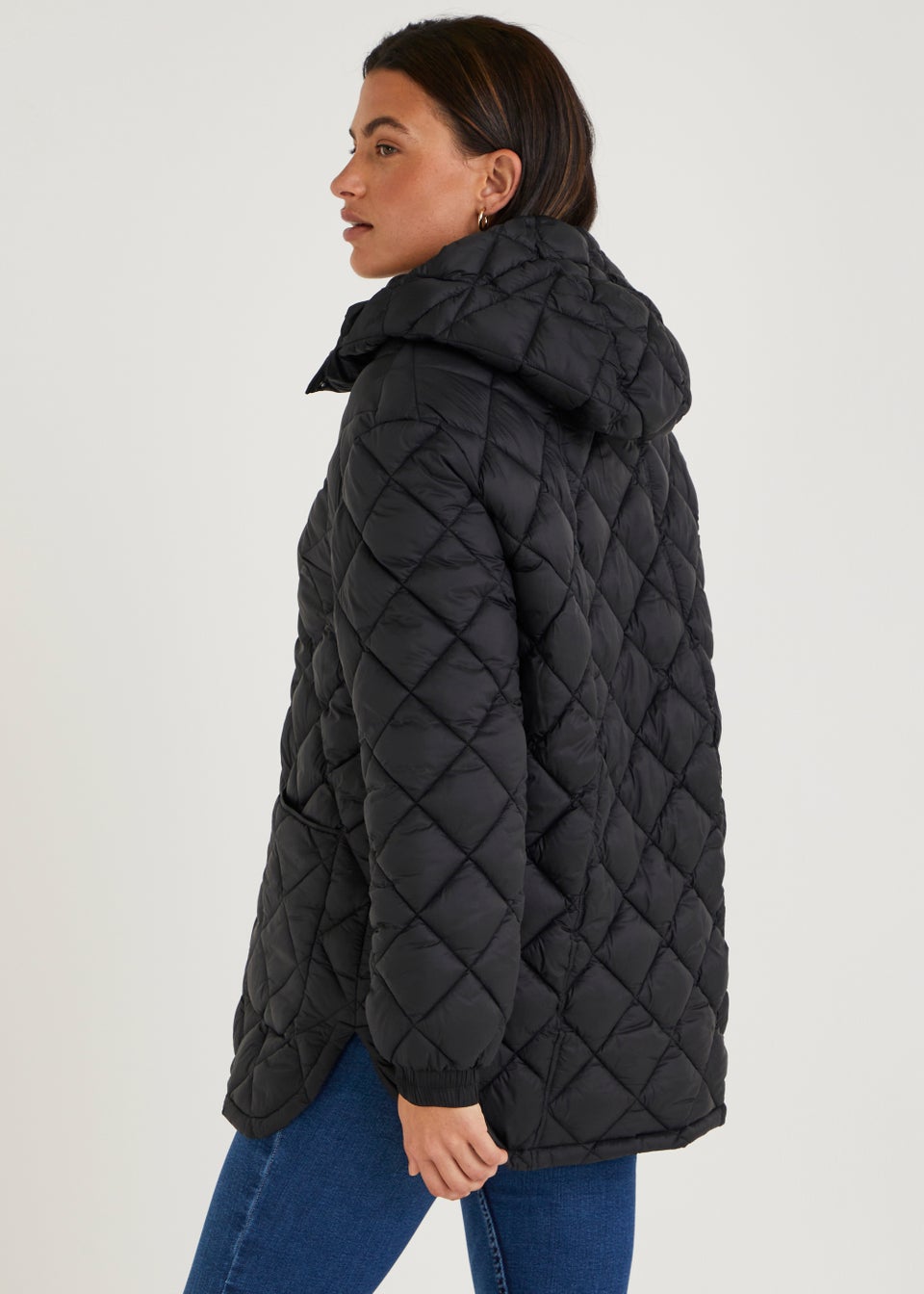 Black Short Quilted Coat Matalan