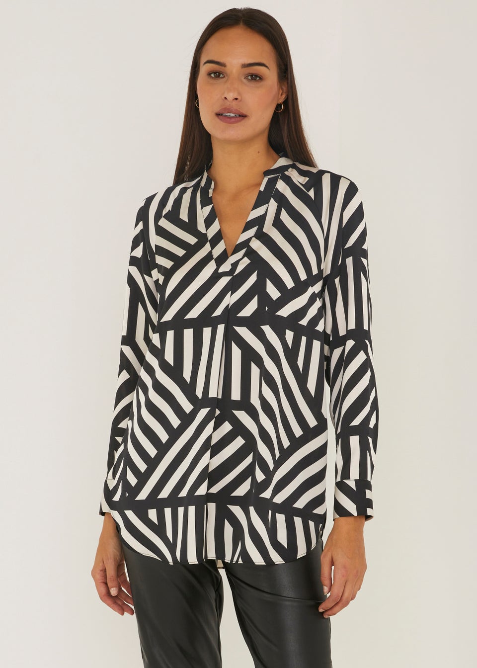 Black & White Stripe Satin Shirt