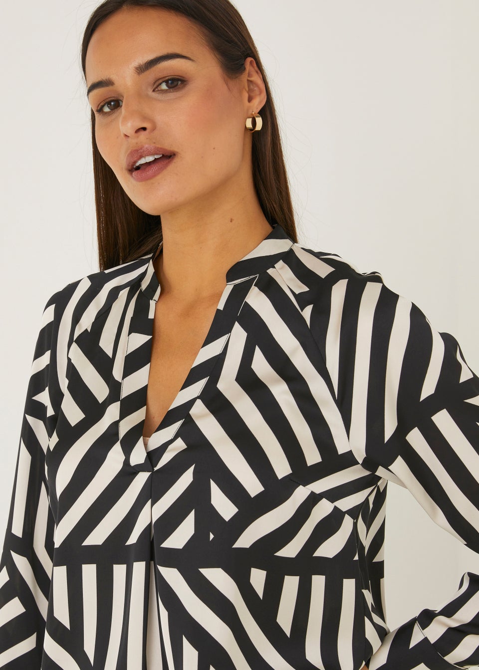 Black & White Stripe Satin Shirt