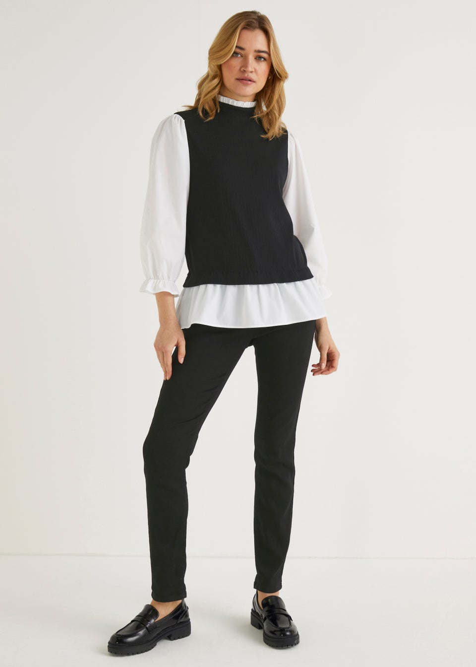 2 in 1 Black Ribbed Top