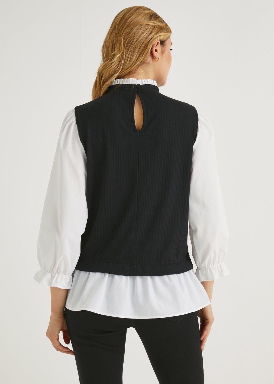 2 in 1 Black Ribbed Top