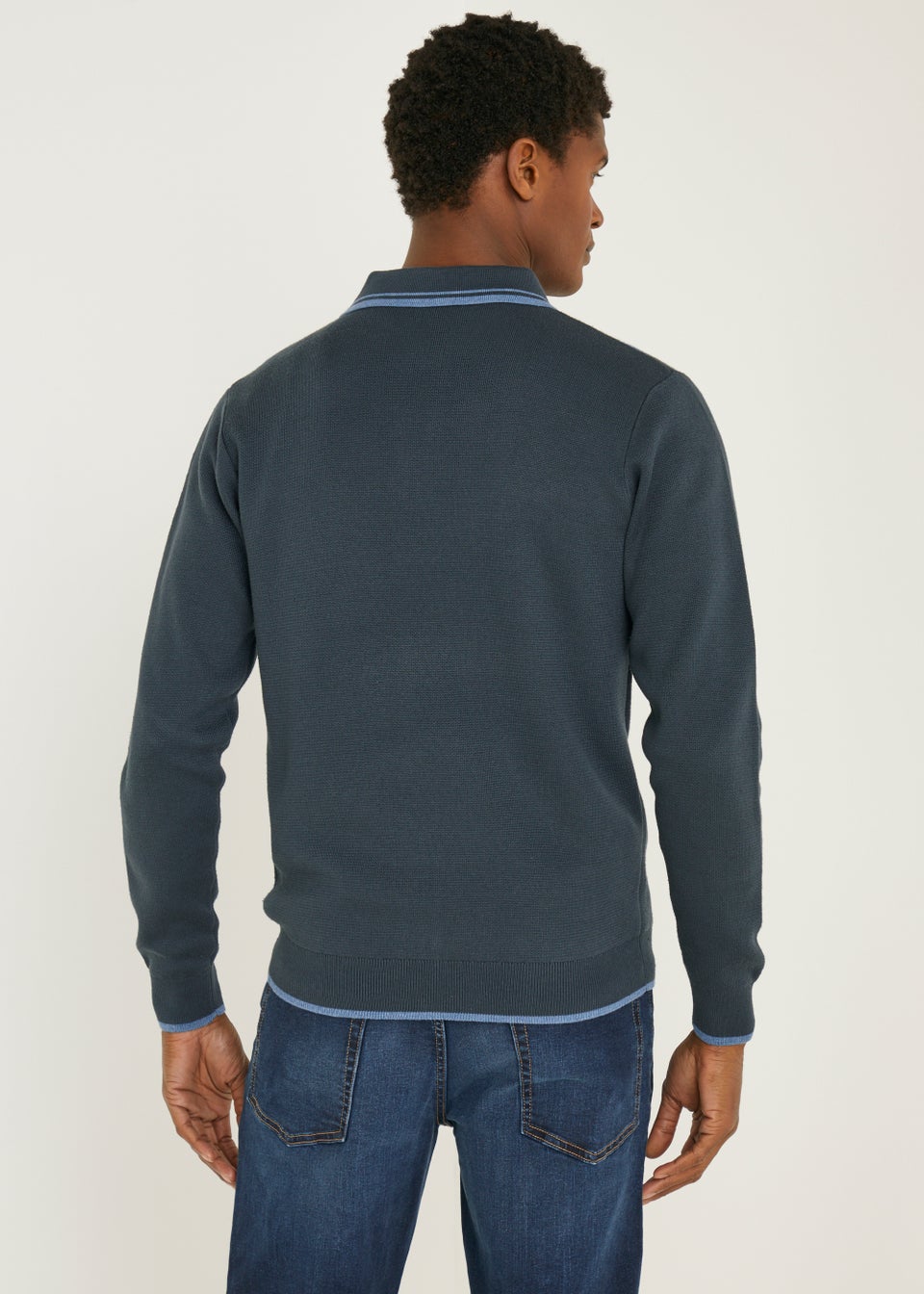 Navy Stripe Zip Collar Cardigan Matalan