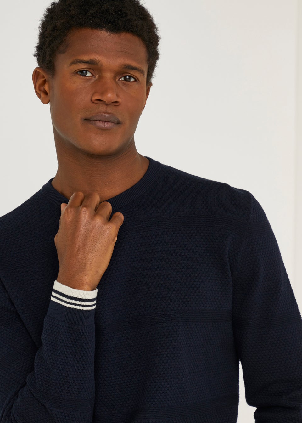 Navy Popcorn Crew Neck Jumper