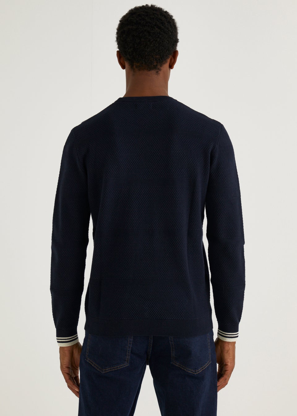 Navy Popcorn Crew Neck Jumper