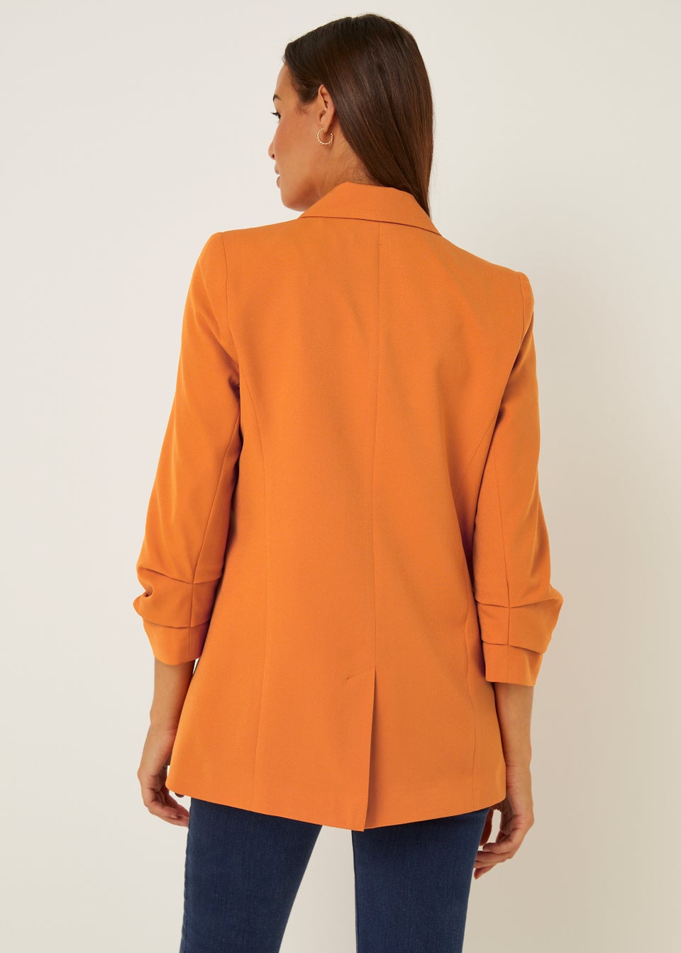Yellow ruched sleeve blazer discount