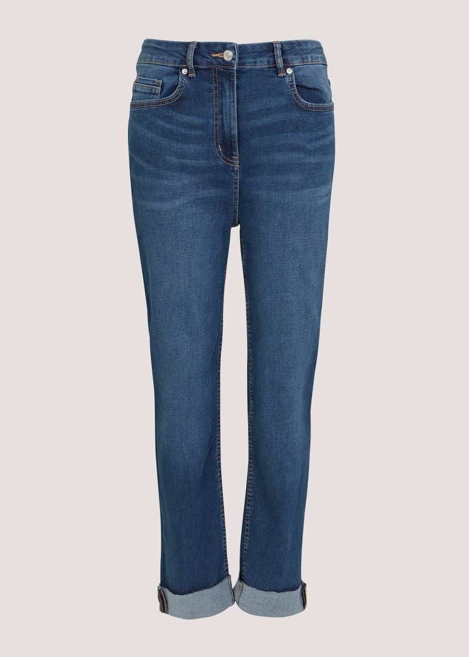 Dark Wash Slim Fit Turn Up Jeans