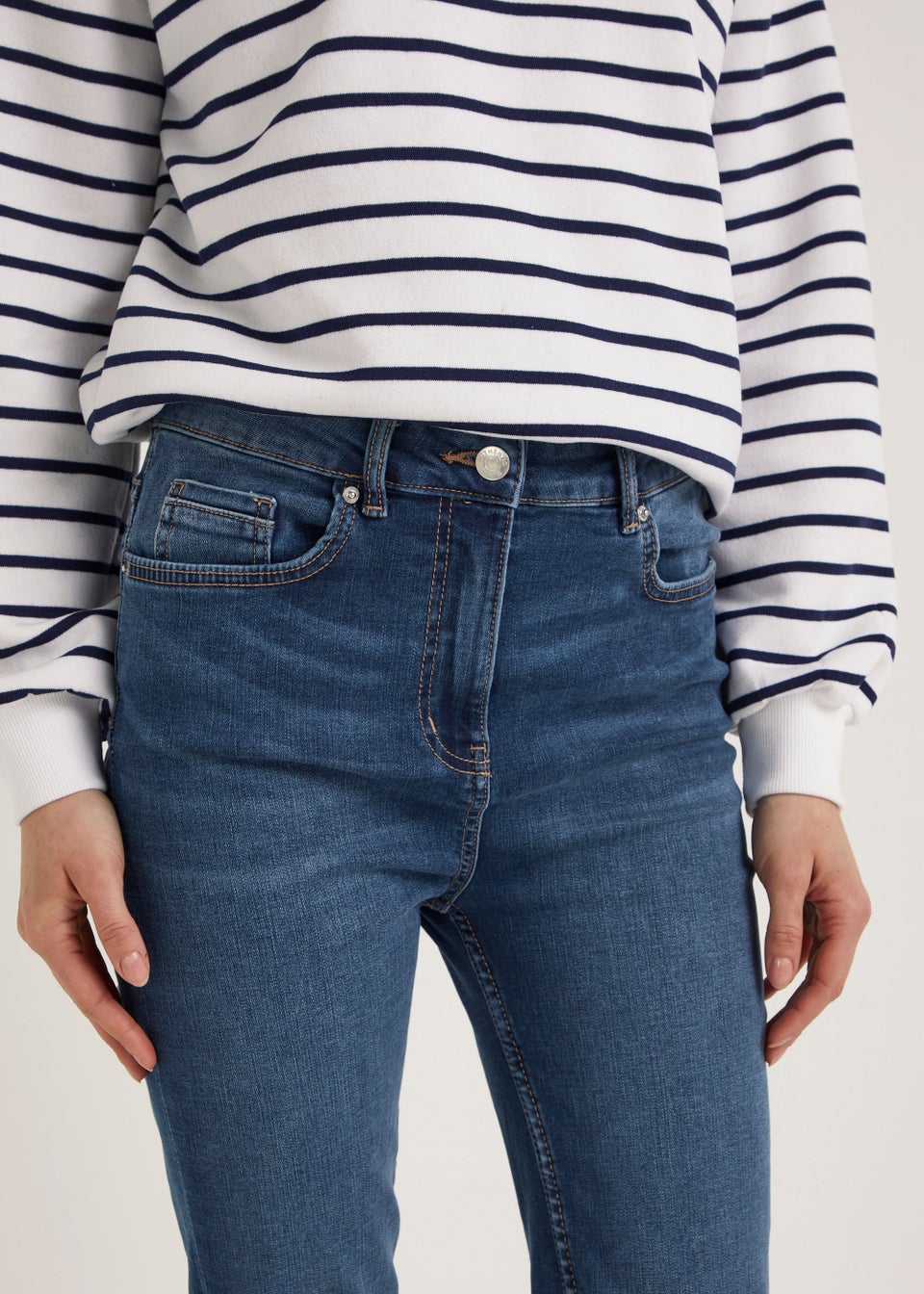 Dark Wash Slim Fit Turn Up Jeans