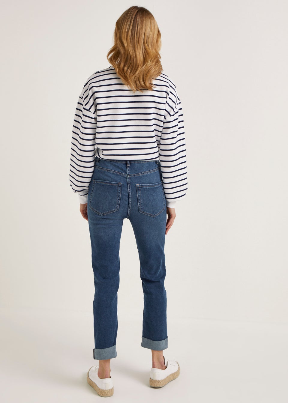 Dark Wash Slim Fit Turn Up Jeans