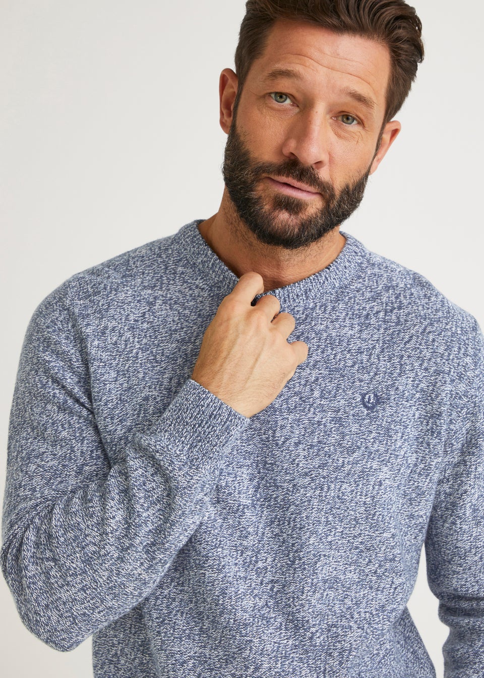Lincoln Blue Ribbed Crew Neck Jumper Matalan