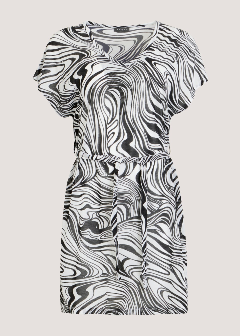 Monochrome Wave Print Jersey Kaftan