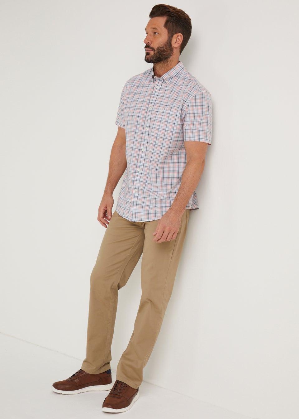 Lincoln Pink Tattersall Check Short Sleeve Shirt