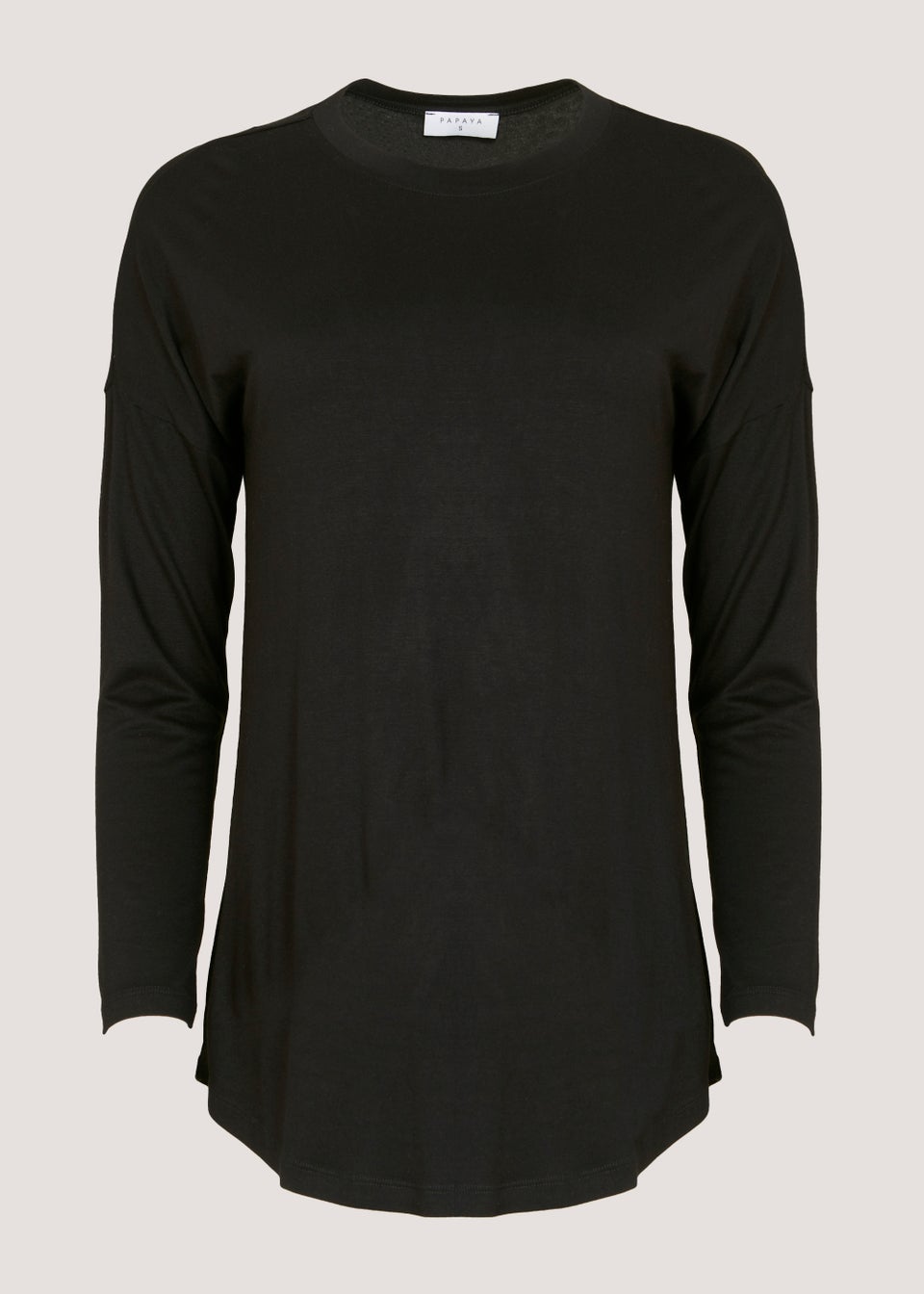 Black Viscose Longline Top