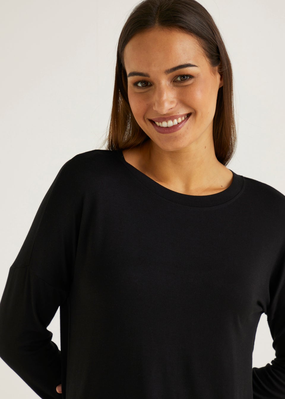 Black Viscose Longline Top