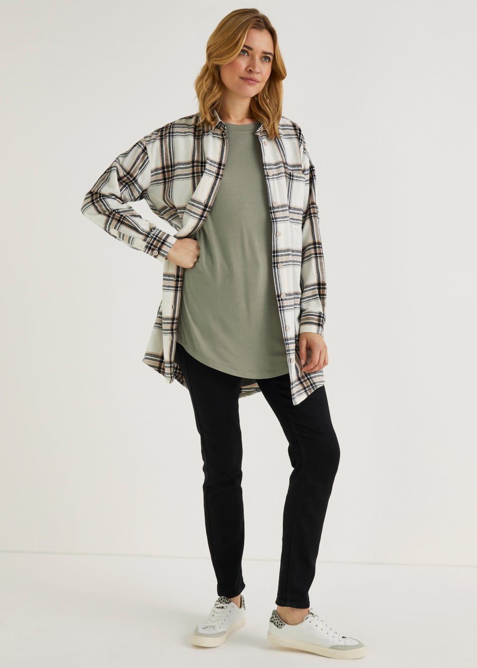 Khaki Viscose Longline Top