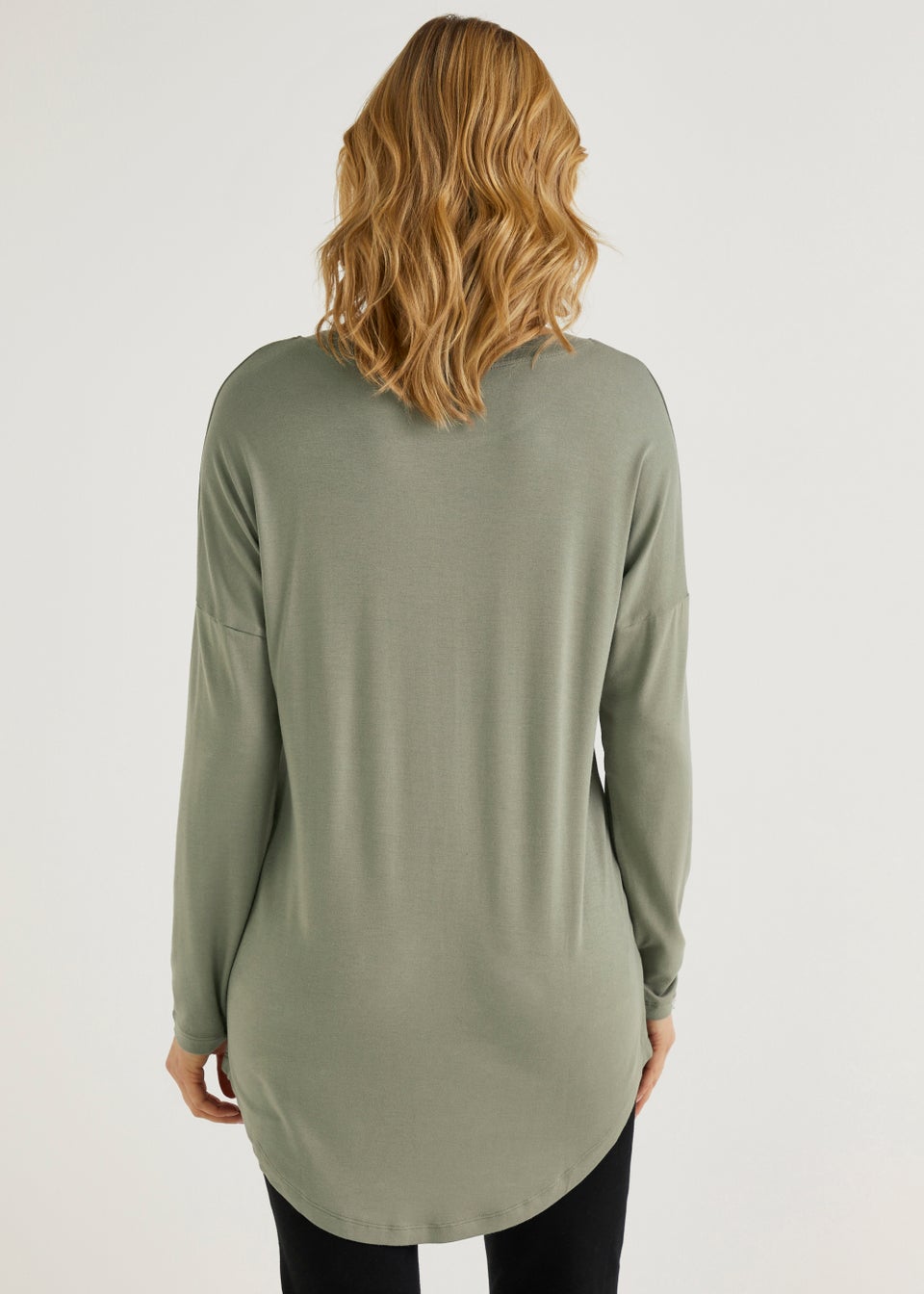 Khaki Viscose Longline Top