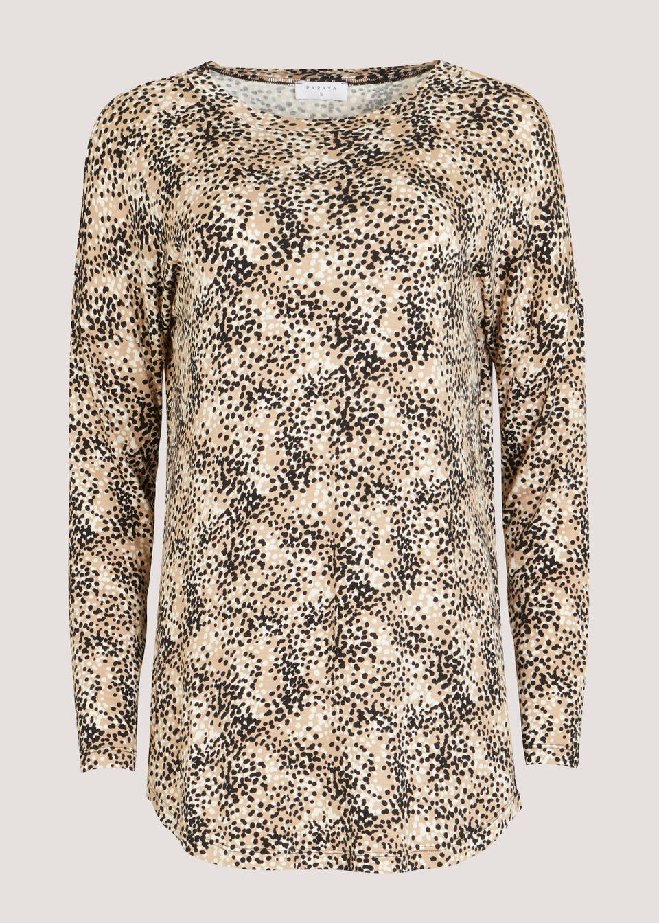 Beige Print Long Sleeve Top