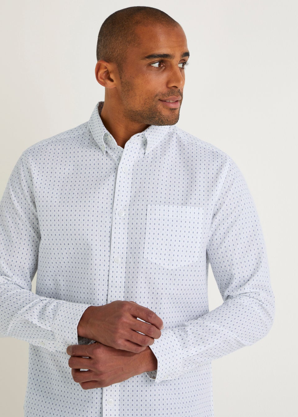 White Print Oxford Shirt