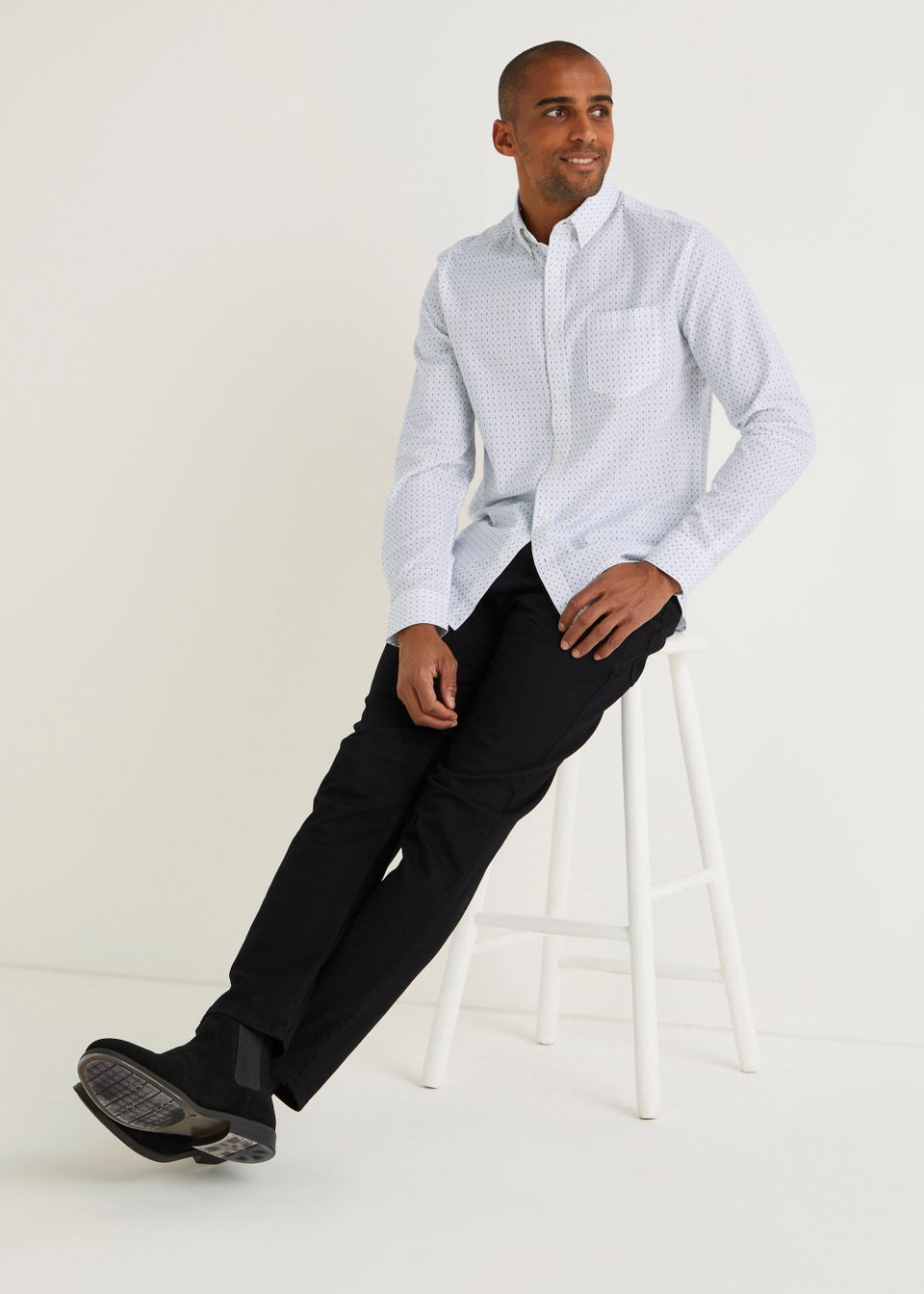 White Print Oxford Shirt