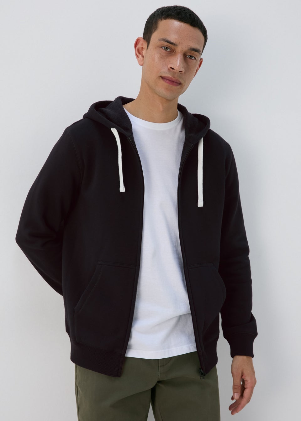 Black Essential Zip Up Hoodie