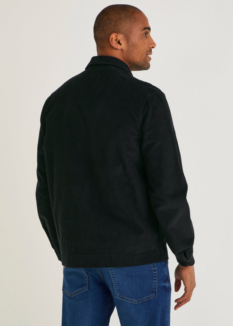 Black Cord Zip Up Shacket