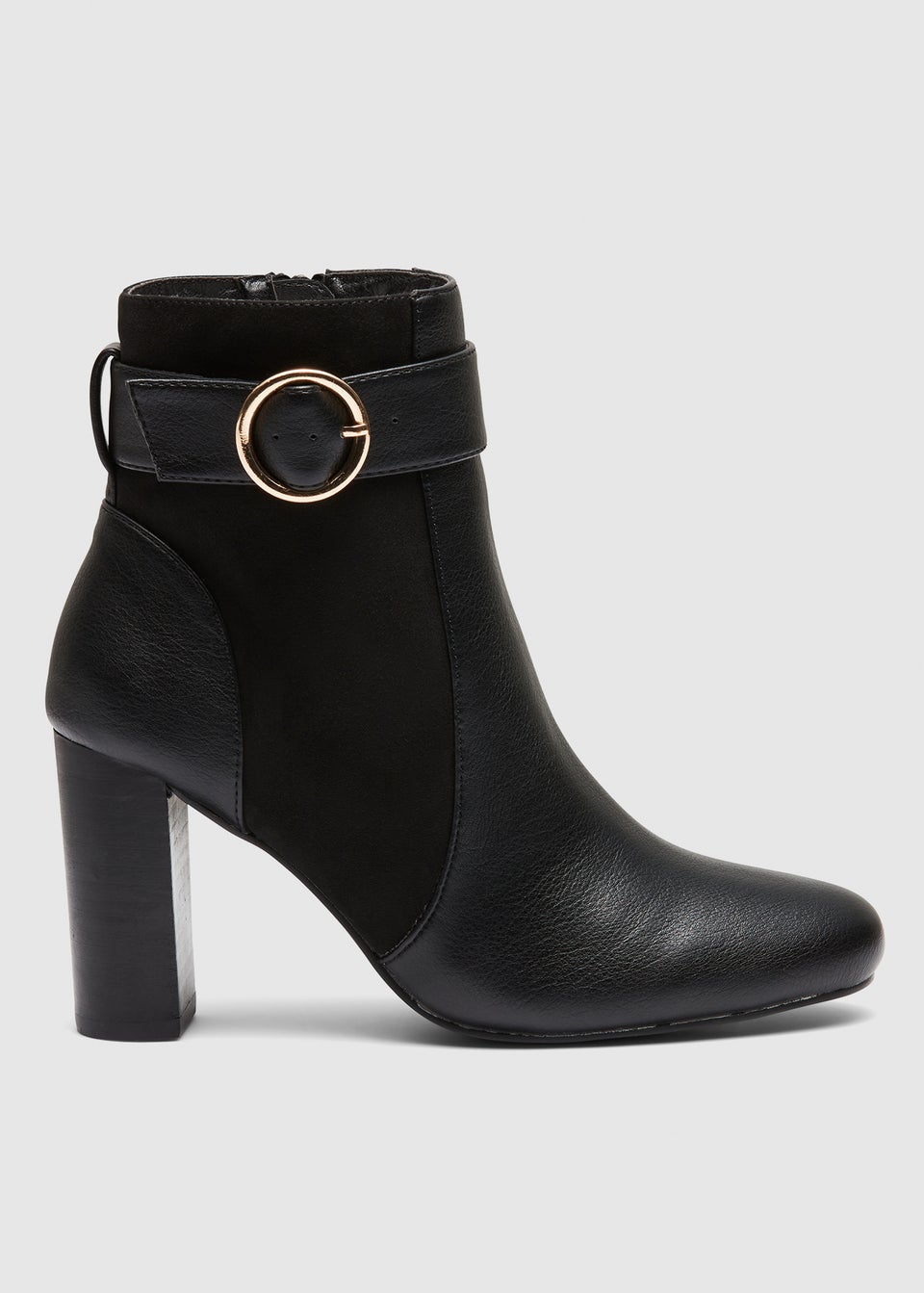 NOVO Black Kimchi Gold Buckle Ankle Boots