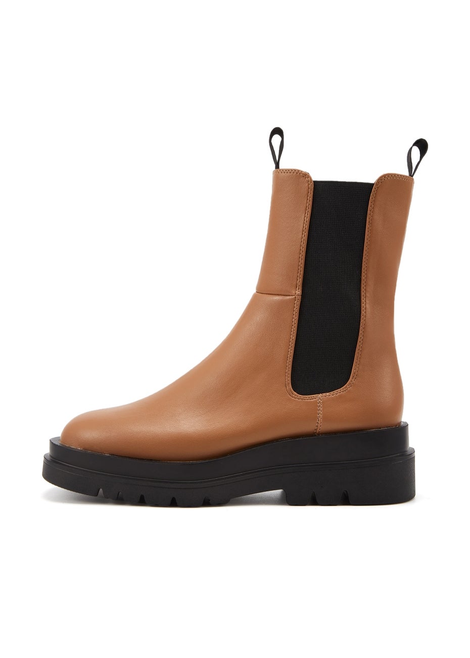 NOVO Tan Zwolle Chunky Ankle Boots Matalan