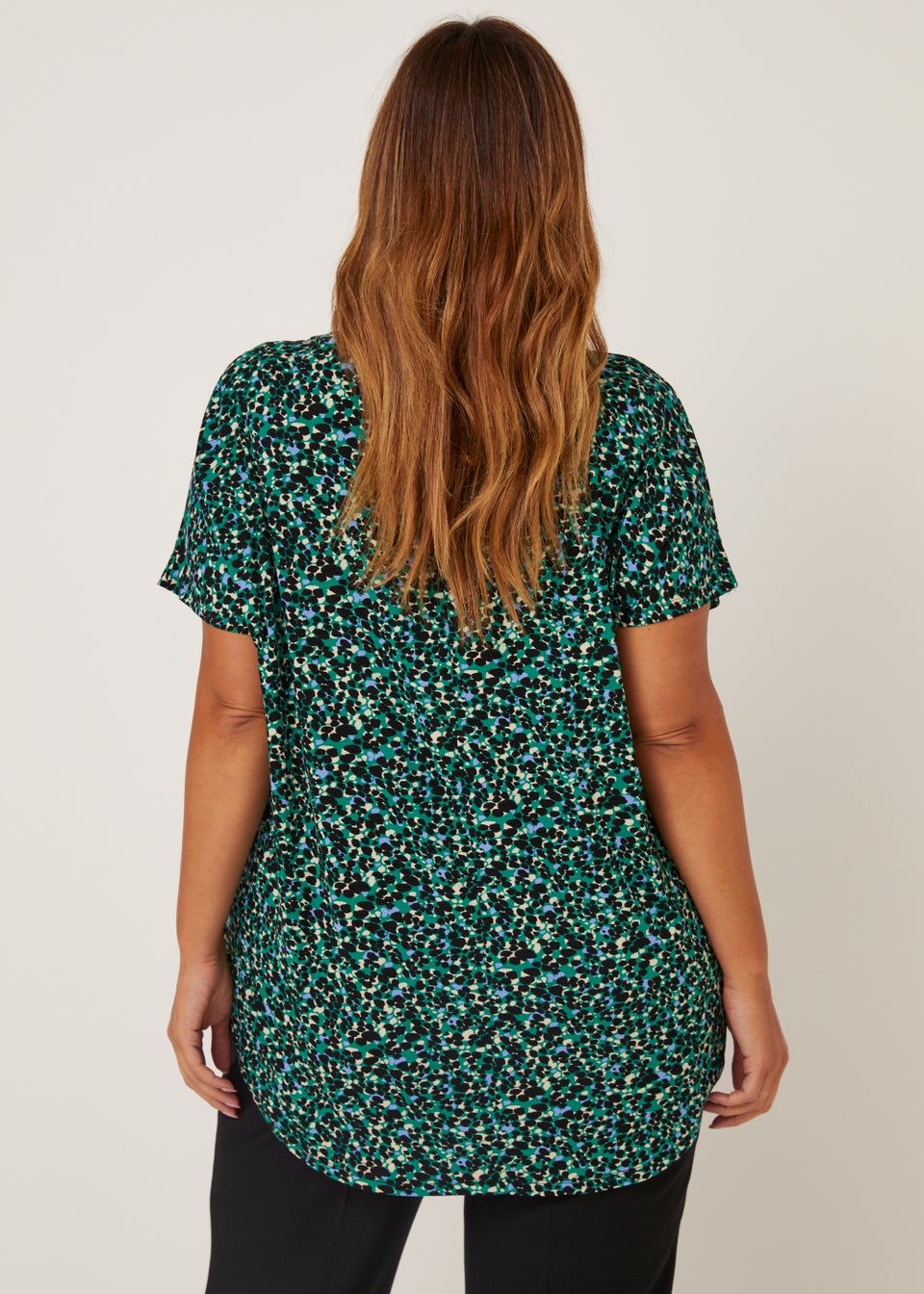 Papaya Curve Green Metal Trim V-Neck Top
