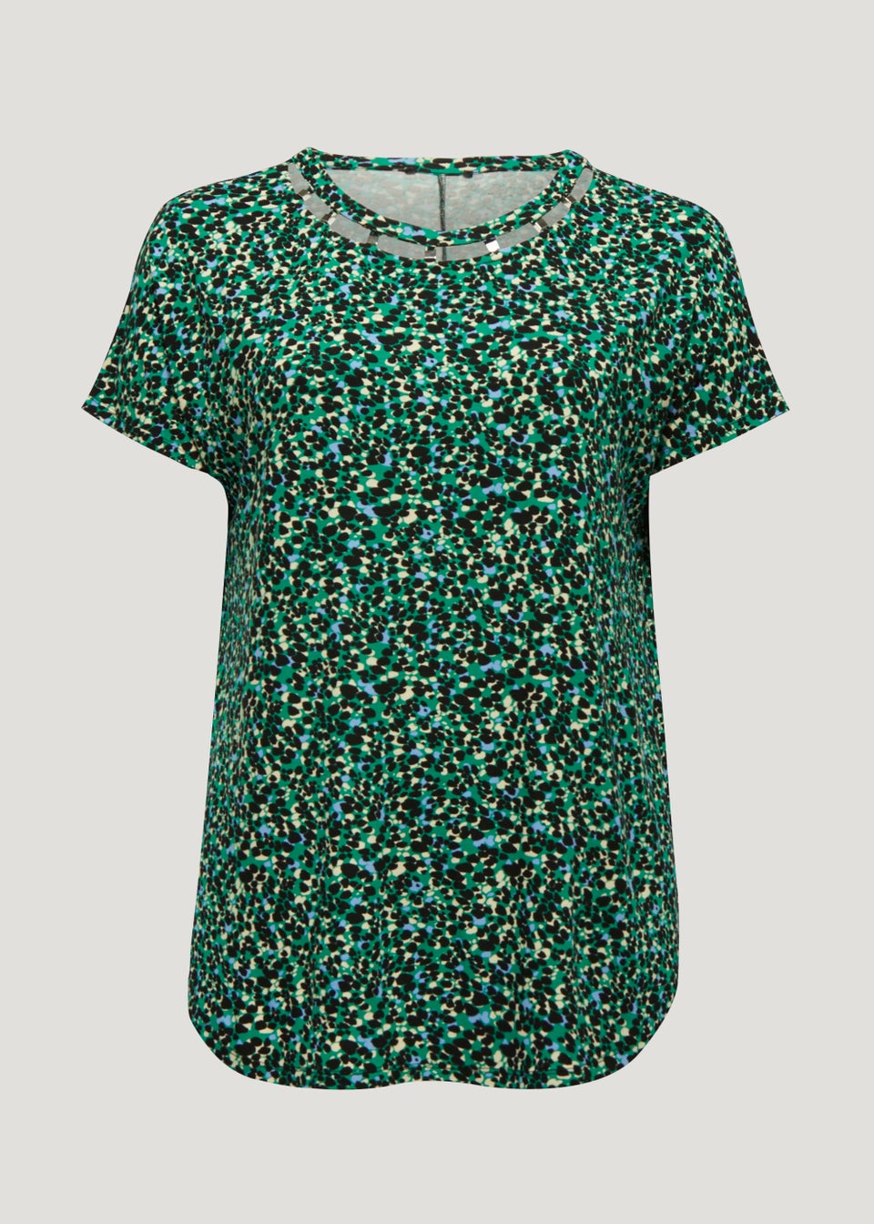 Papaya Curve Green Metal Trim V-Neck Top