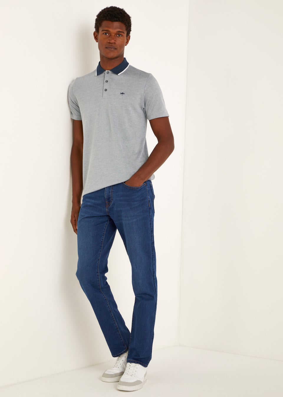 Grey polo with sales jeans