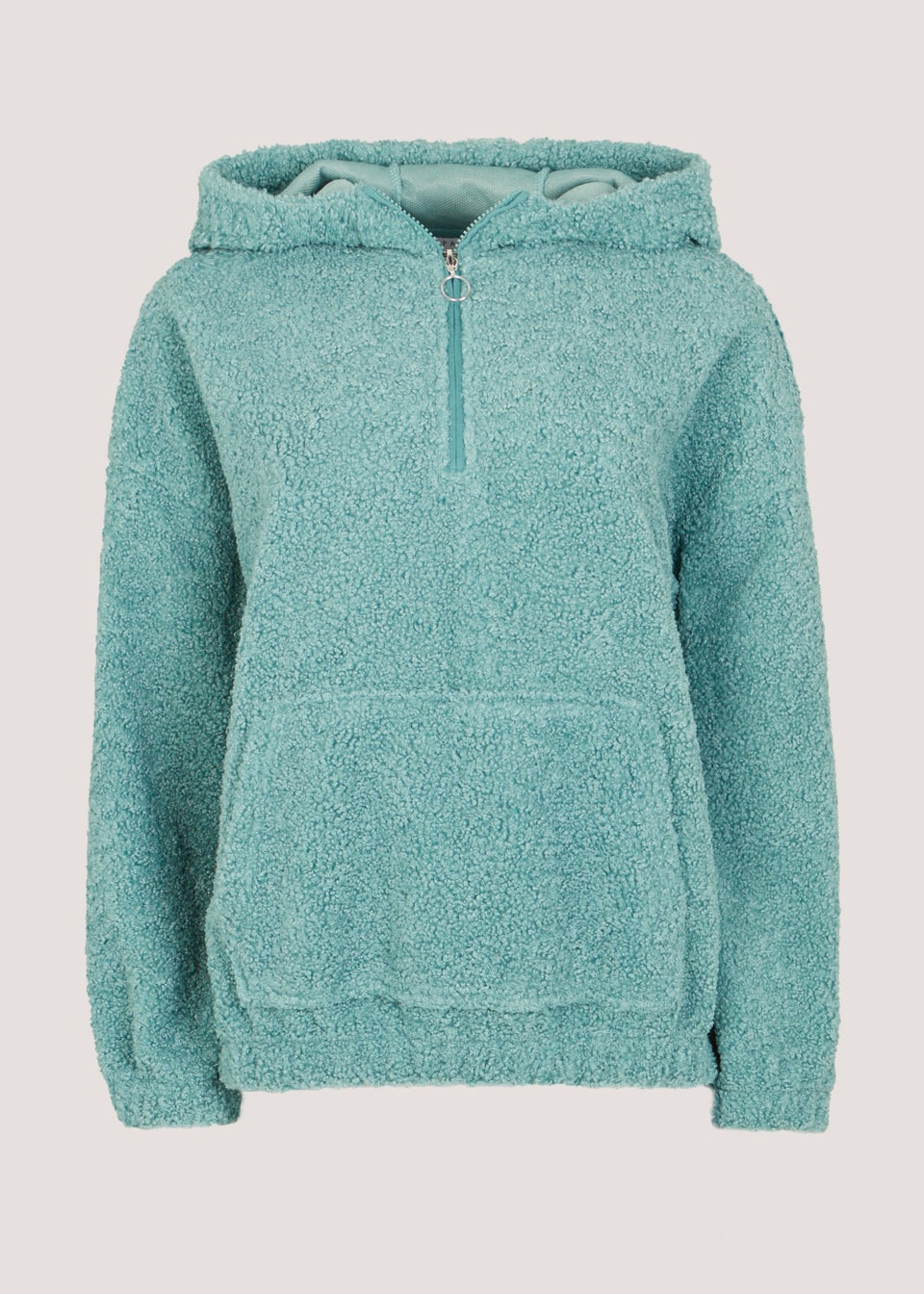 Green Half Zip Borg Hoodie