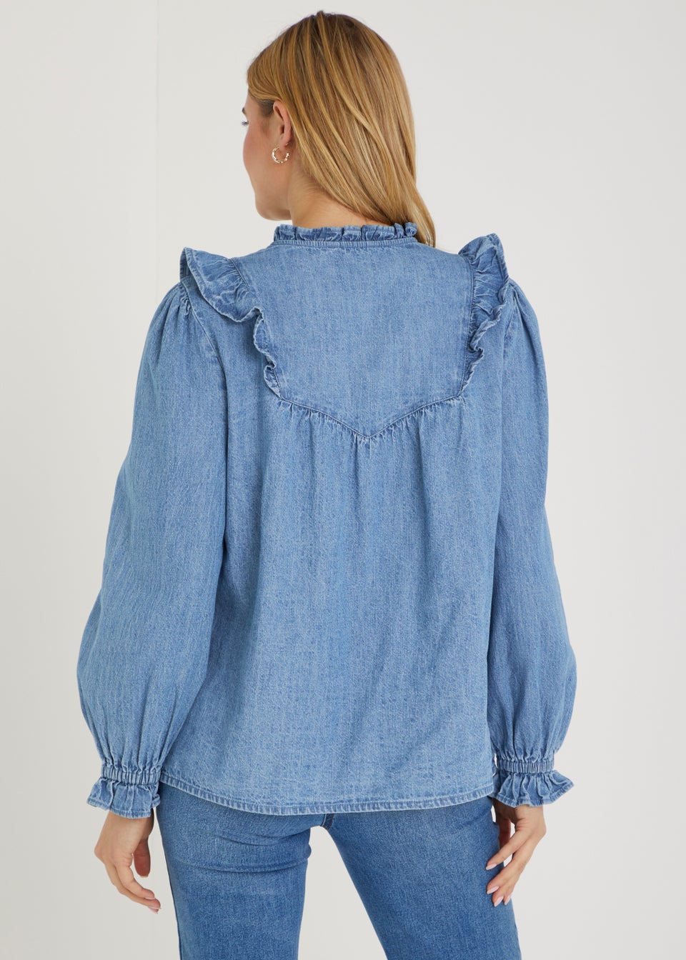 Mid Wash Denim Blouse