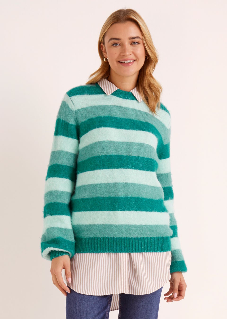 Green discount stripe jumper