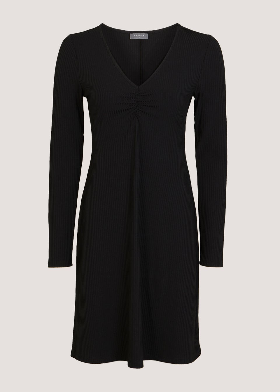 Black Ruched Front Mini Dress