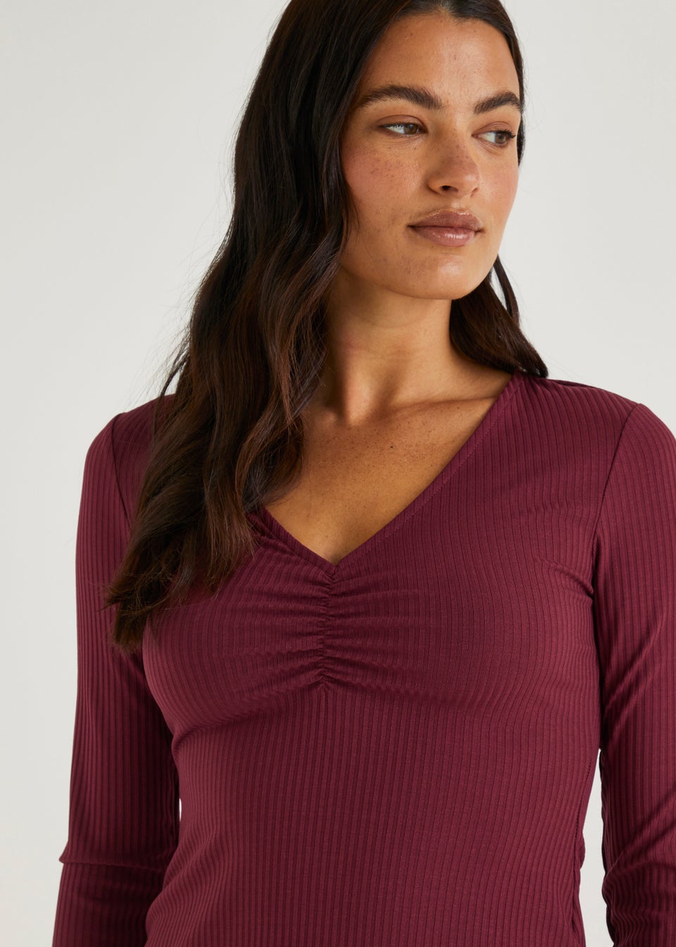 Burgundy Ruched Front Mini Dress