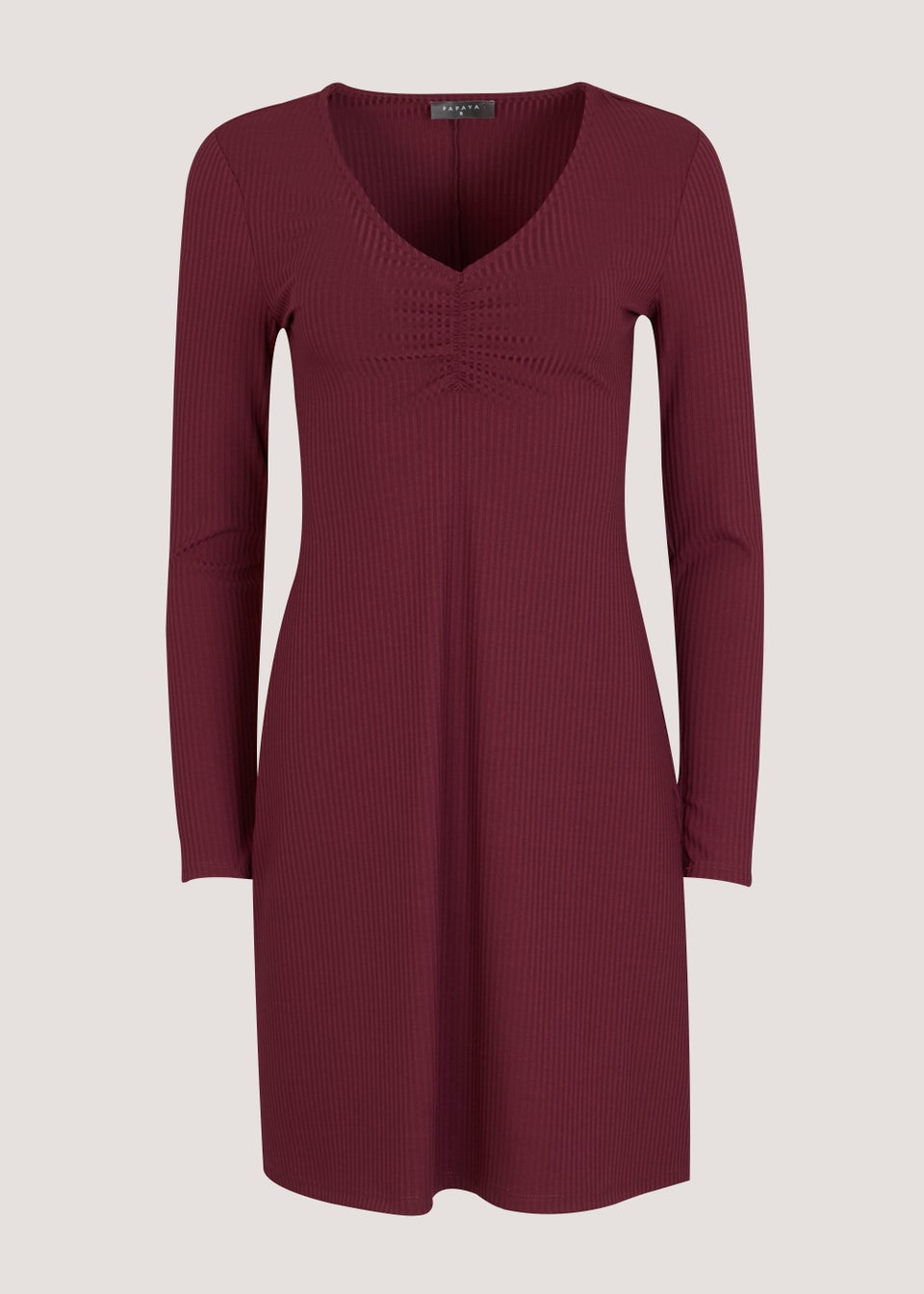 Burgundy Ruched Front Mini Dress